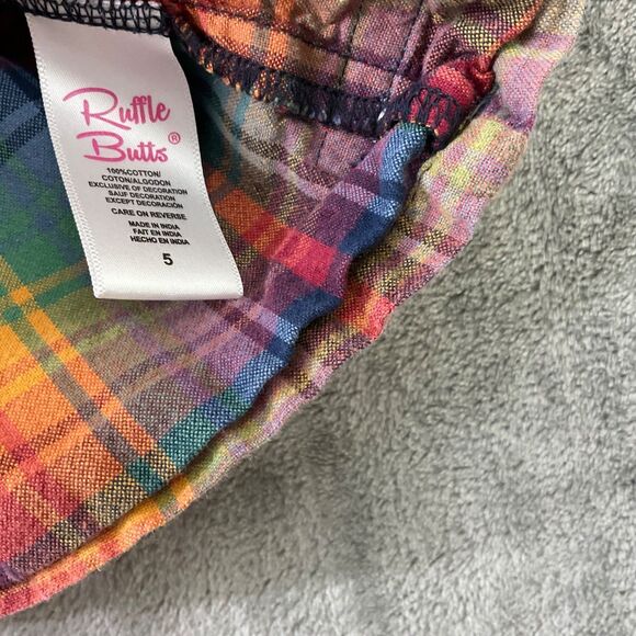 Ruffle Butts Girls Plaid Dress Tunic Size 5 Long Sleeve Ruffles Orange Blue Fall - Picture 4 of 9